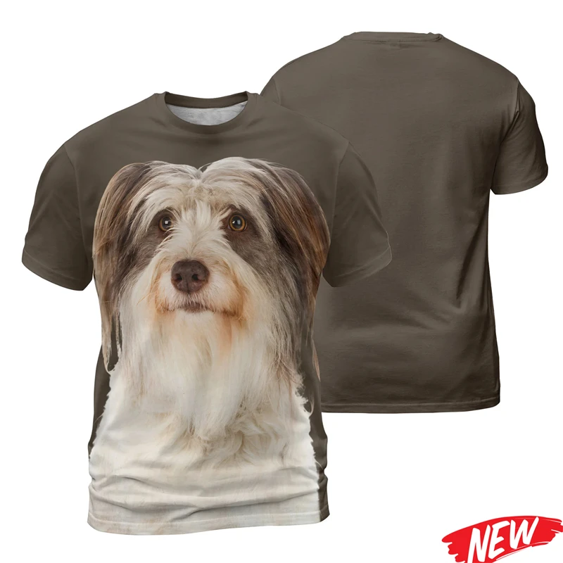 Fashion 3D Printing Dog Tshirt Men Bearded Collie Graphic T-shirt Cool Street Casual Short Sleeve Tops Outdoor Loose T Shirts