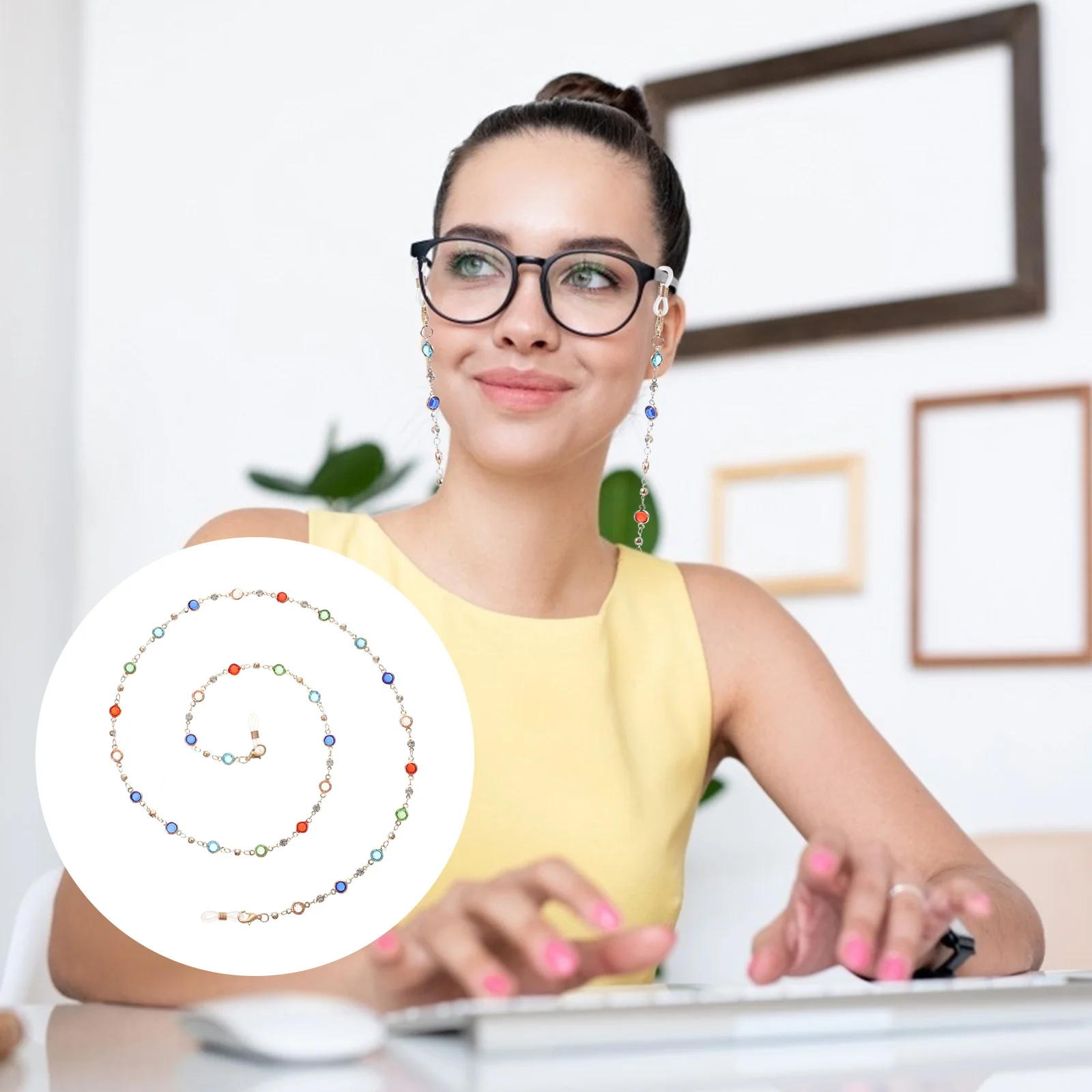 مكافحة خسر سلسلة النظارة أنيق اللون حبل معلق للنظارات سبائك الزنك ديكور تشغيل المشي لمسافات طويلة ممارسة استخدام نظارات مكافحة السقوط