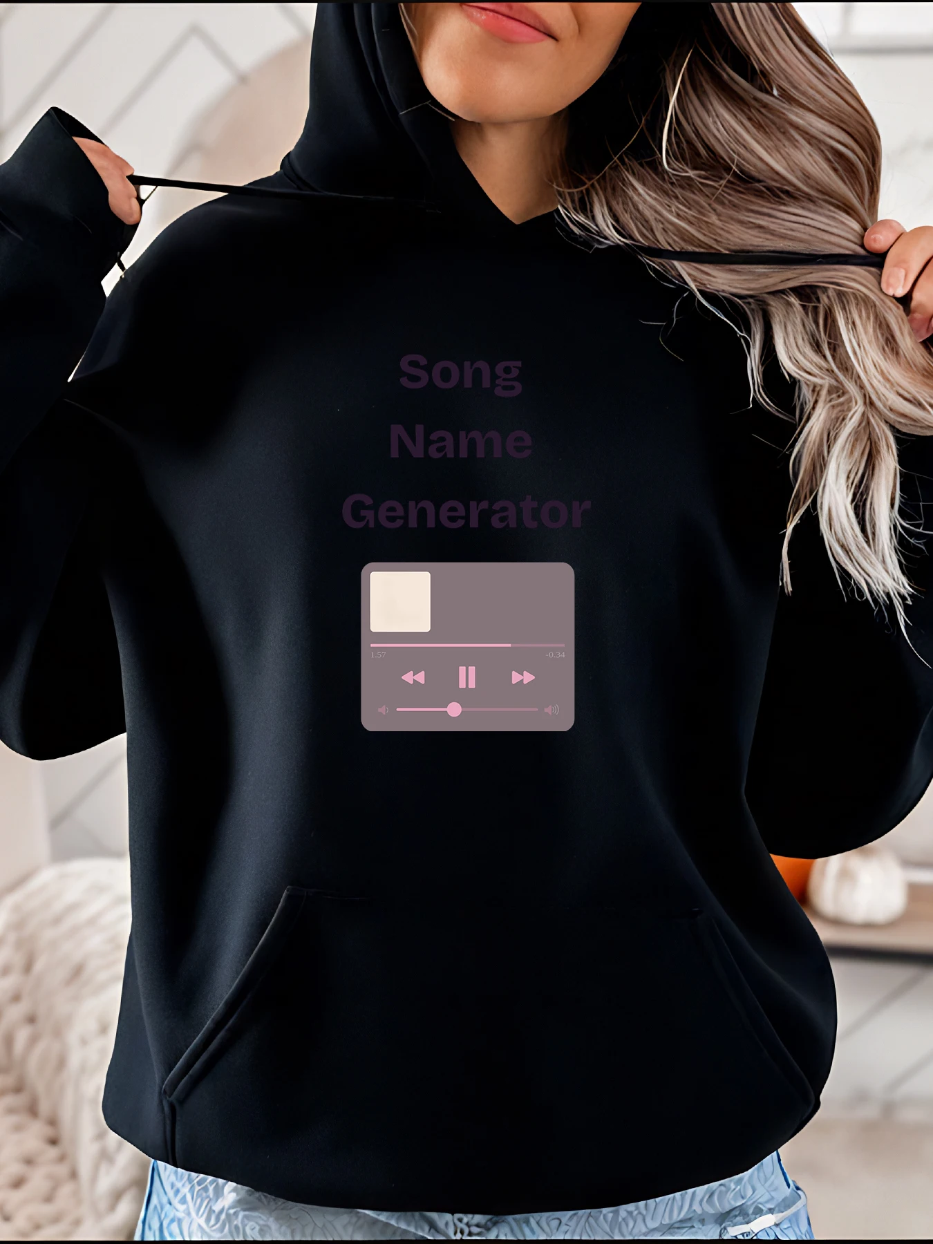 

Толстовка с музыкальным плеером, песня, имя, генератор, принт, повседневная уличная одежда, женская модная толстовка 280