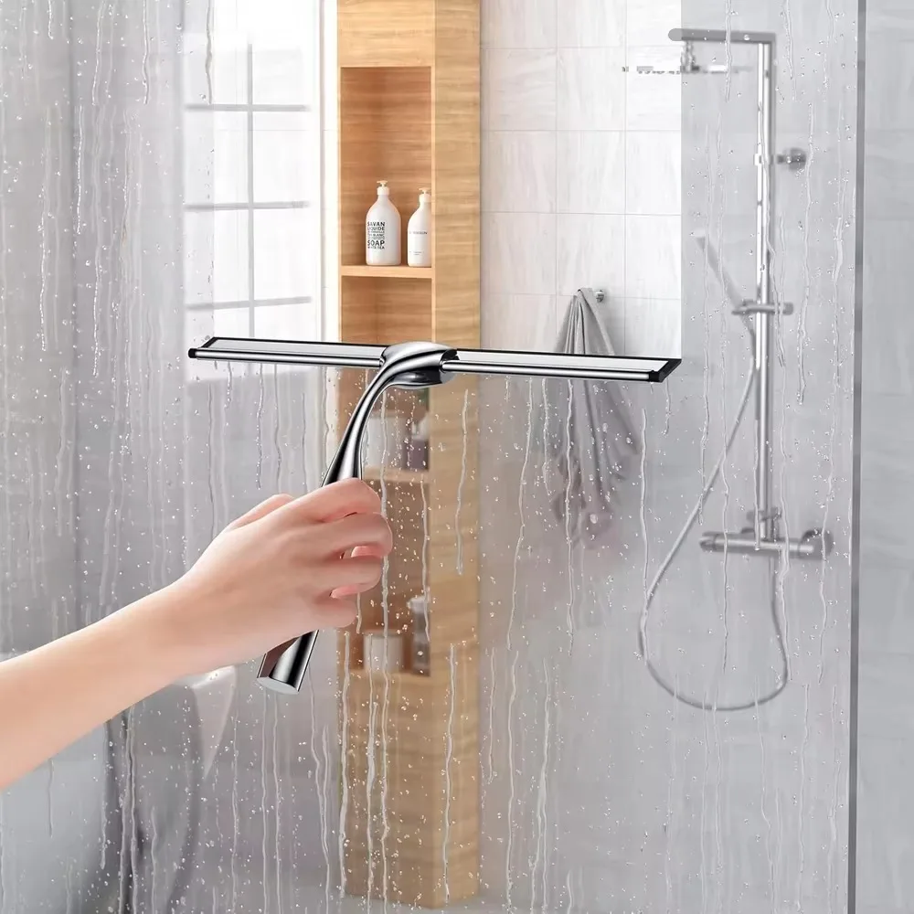 Matte Black Silicone Squeegee for Streak-Free Cleaning - Ideal for Shower Doors Bathroom Mirrors Tiles Car Windows