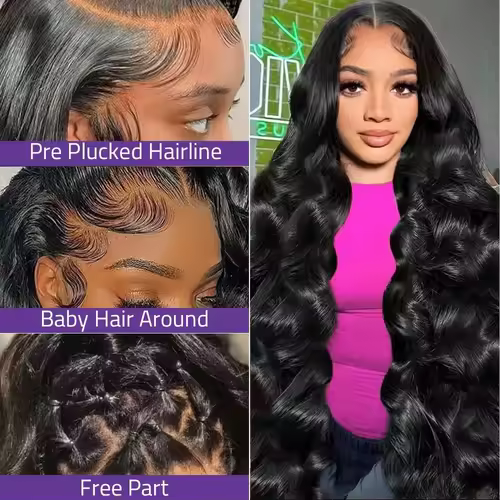 40 Inch 13x6 Body Wave Human Hair Frontal Wig 13x4 HD Lace Natural Black Front Wig Pre Plucked Human Hair Wigs For Black Women - Image 2