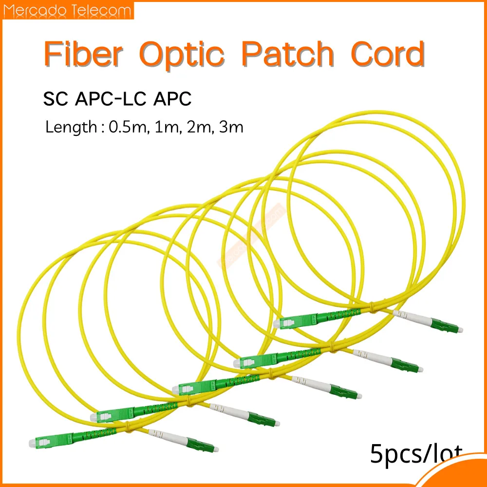 5 Pcs/Lot SC/APC-LC/APC Fiber Optic Patch Cord 2.0/3.0mm Single Mode OS2 Optical Cable SM Simplex Fiber Optic Jumper FTTH