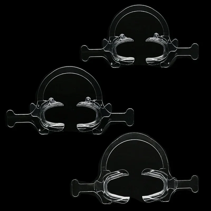 Retratores labiais dentais descartáveis, abridores bucais transparentes com alça para cirurgia oral e conjunto de exames dentários