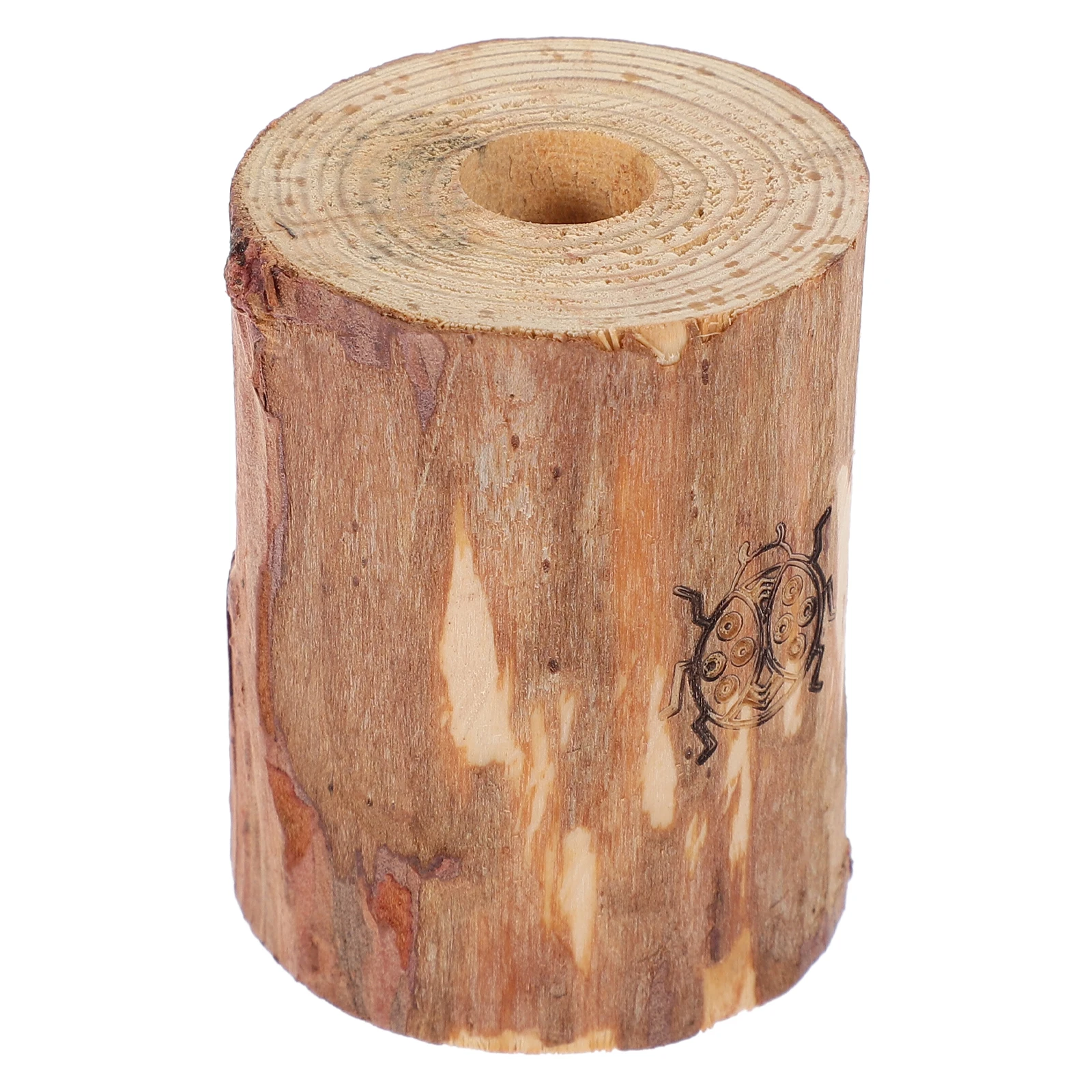 

Wooden Holder Single Hole Pencil Stand For Office Desk Home Pen Storage Rack Wood Pen Stand With Ladybug Design Desktop