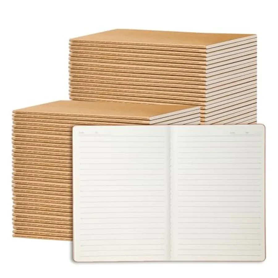 

Pack A5 Kraft Paper Notebook Lined Journal Bulk, 8.3 X 5.5 Inch, 60 Pages/30 Sheets, 80gsm, Travel Notebook Notepad for Adult,