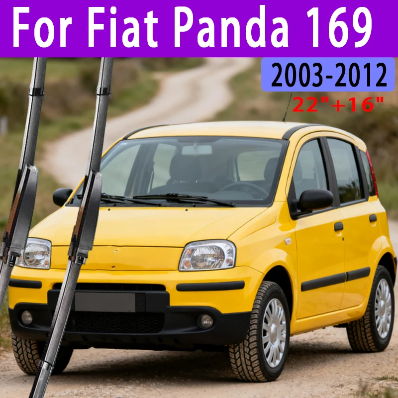 

For Fiat Panda 169 2003-2012 2010 2011 Car Wiper U-type Soft Rubber Boneless Wiper HD Quiet Durable Automotive Wiper 22"+16"