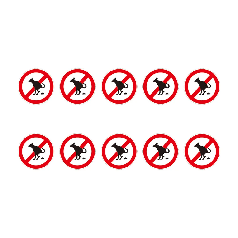 10 Sheets No Pooping Sticker Waterproof Decal Prohibitory Sign Paste Clean Up Dog