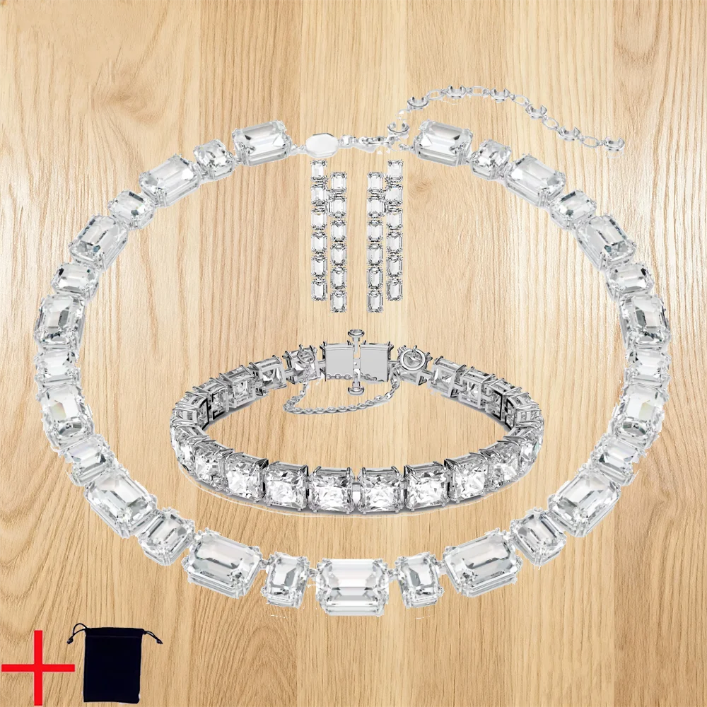 مجموعة الماس المربعة البيضاء الأنيقة - هدية عيد الميلاد المذهلة تتميز بتصميم قطع مختلط خبير