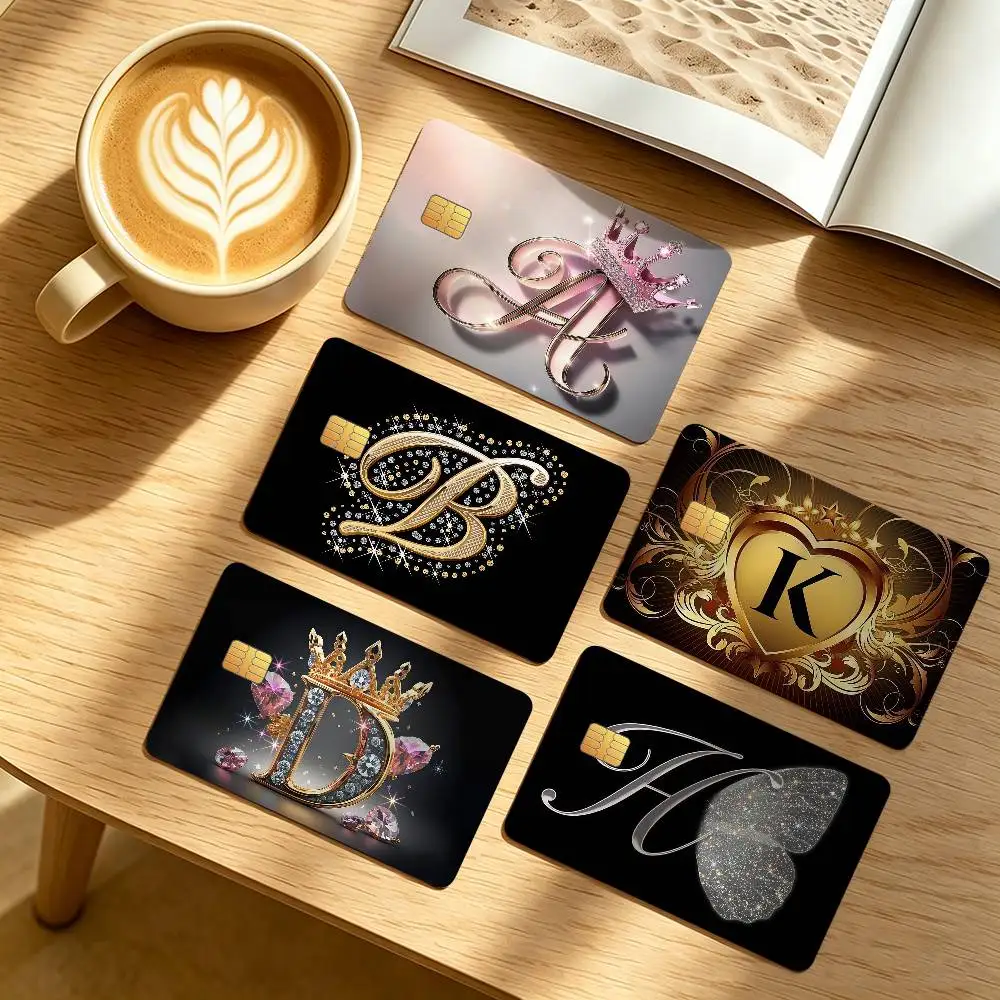 Personality Letter Credit Card Public Transportation Cards Protective Sticker Waterproof Card Face Decoration 4PCS