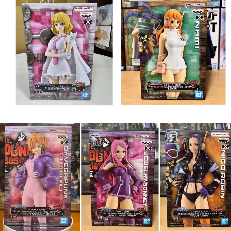 InStock BANDAI Original BANPRESTO ONE PIECE DXF THE GRANDLINE LADY Nami Bonney Robin Lilith อะนิเมะรุ่นของเล่นของขวัญเด็ก