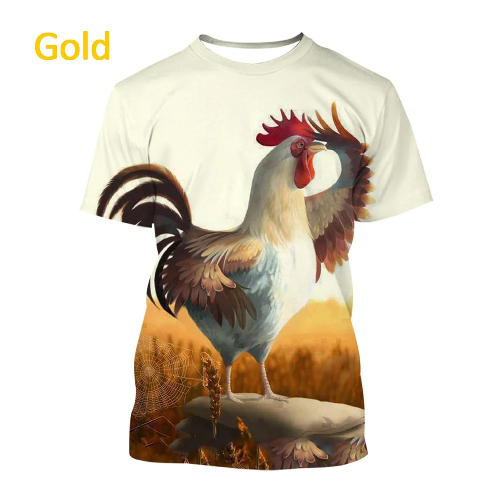 Summer New Style Funny fashion Cute Animal Chicken 3D Printing Mens womens Round Neck Short-sleeve Shirt T-shirt