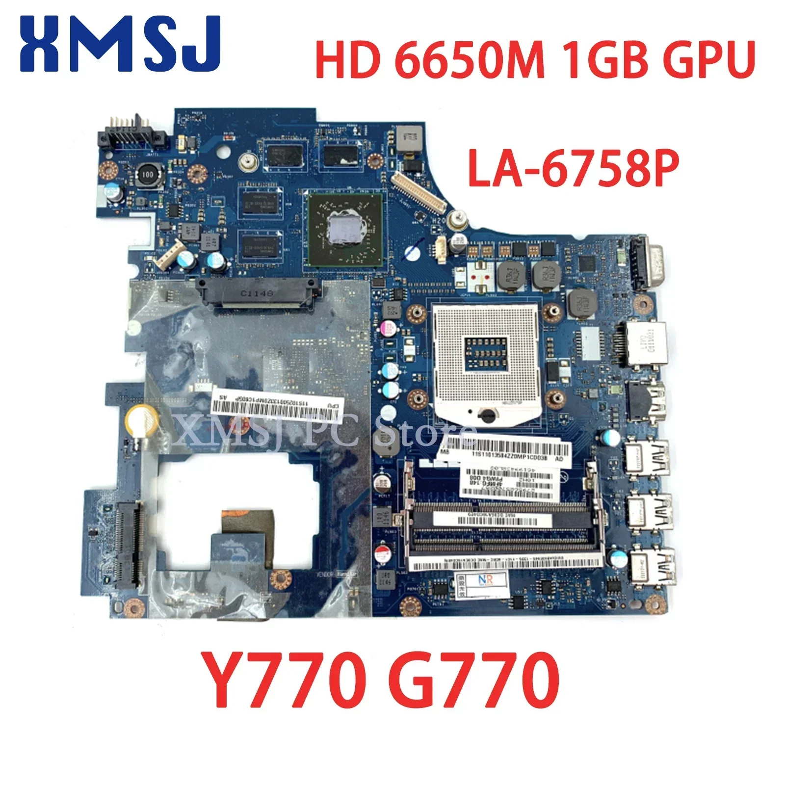 For Lenovo Y770 G770 Laptop Motherboard PIWG4 LA-6758P 216-0810005 With HD 6650M HM65 1GB GPU Full Test