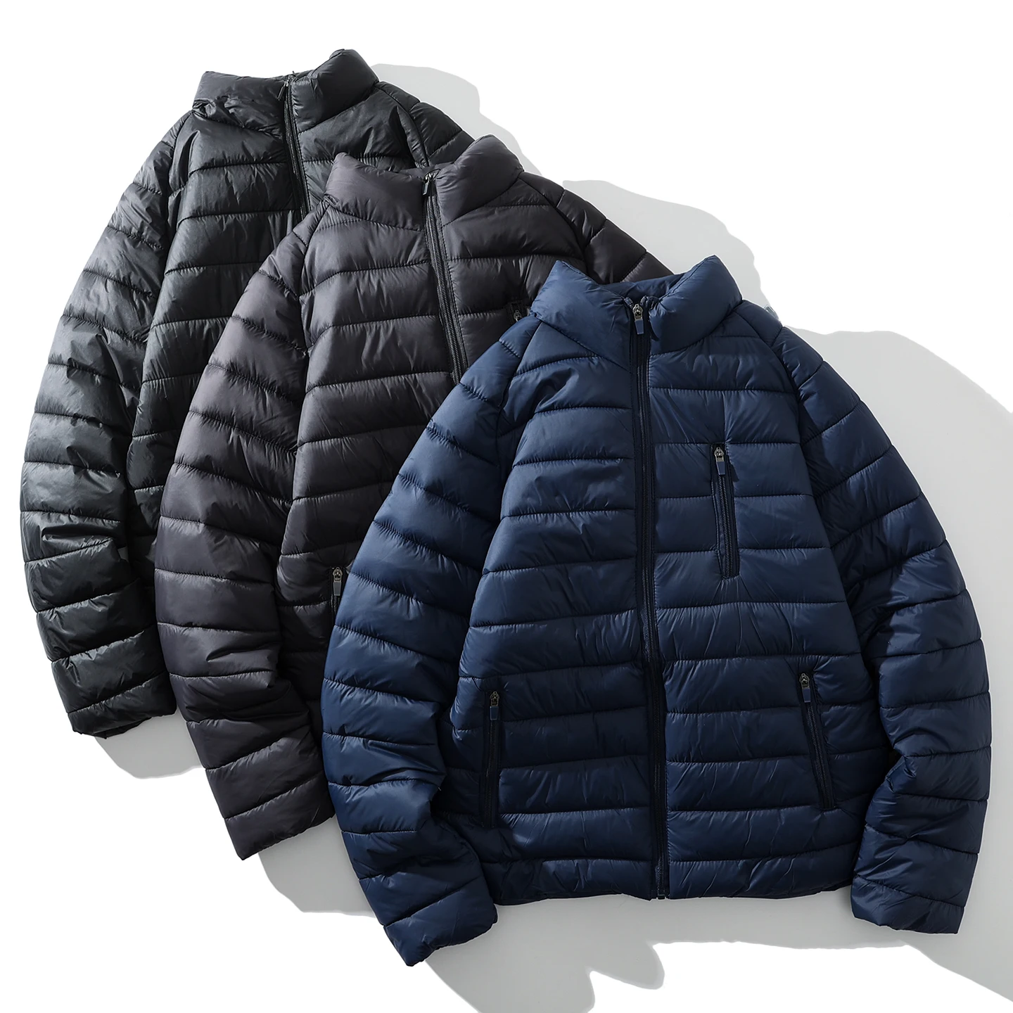 

Trade King Men's Basic Pure Color Stand Collar Warm Cotton Jaet Autumn Winter Faion Urban Sle Regular Fit Youth Coat