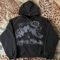 Streetwear New Hoodie Goth Hip Hop Retro Castle Print Pattern for Men and Women Zipper Hooded Sweatshirt Harajuku Fashion Jacket