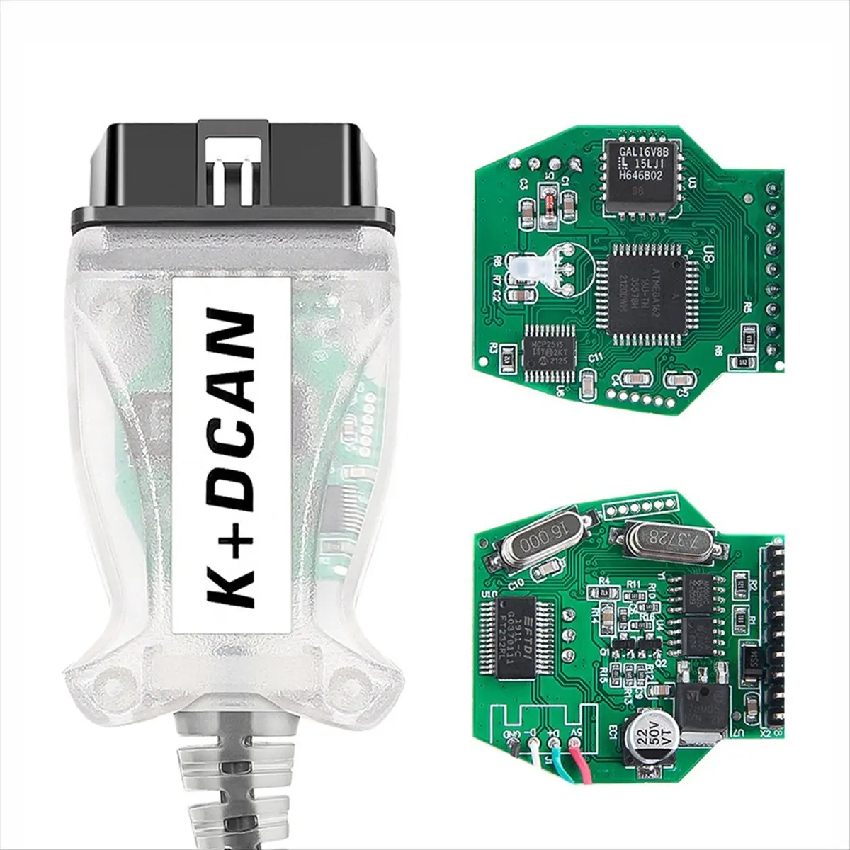 AT16  K+DCAN Chip for OBD2 Auto Car Diagnostic Tools Scanner Switch USB Interface Cable K + DCAN for