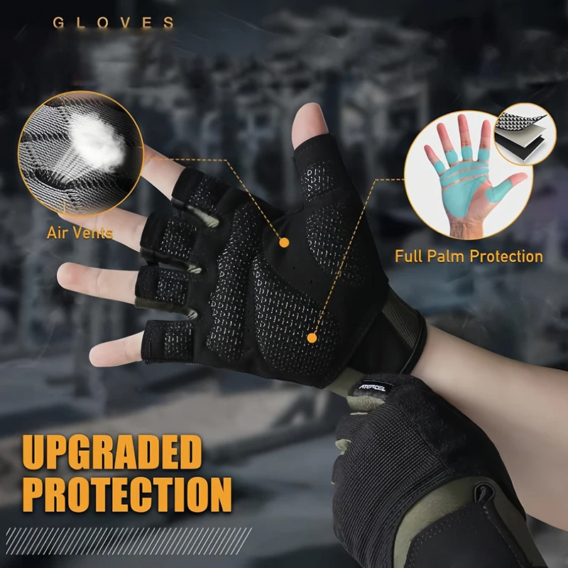 Workout Gloves for Men and Women Half Finger Anti-Slip Weight Lifting Gloves Body Building Training Gym Gloves