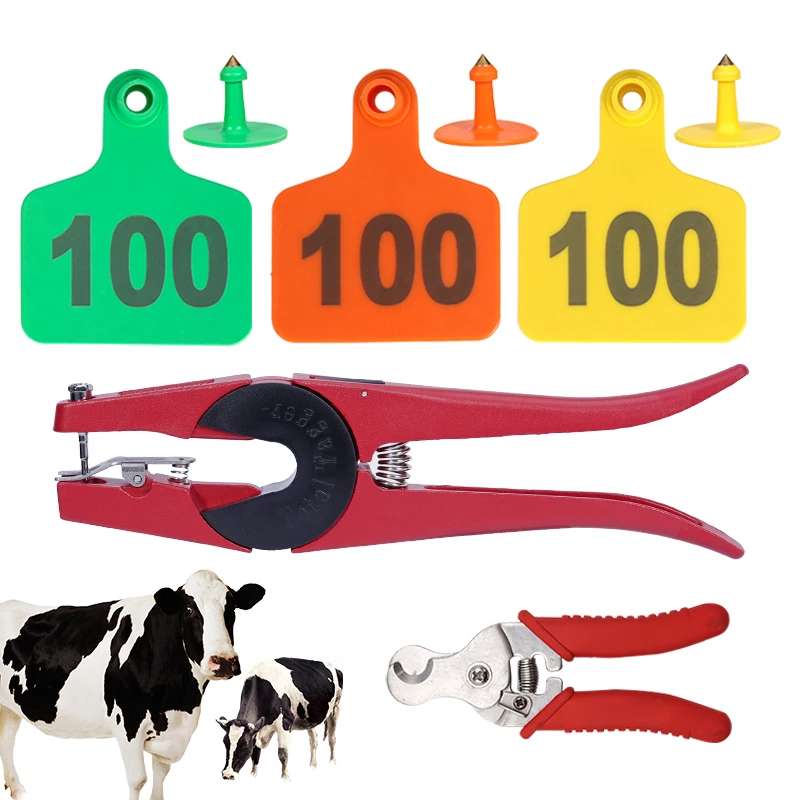 100Pcs Cow Ear Tag/Ear Tag Plier/Unloading Plier Copper Head With Number No.1-100  TPU Ear Tag Label Digital Sign Cow Sheep Tool
