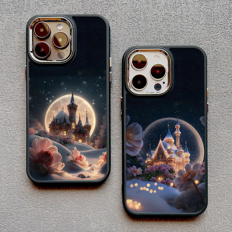 Schloss unter Mondschein Luxus Silikon Handy hülle für iPhone 13 12 11 Pro Max 14 8 7 plus Se2 x xr xs 15 14 Pro Max Handy hülle