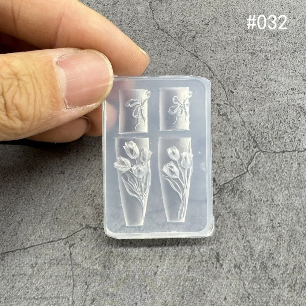 

New High Transparent Nailart Mold with Box Lily Flower Nail Art Template 3D Carving Tulip Nail Art Molds Nail Decoration
