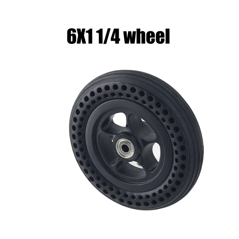 Long Lasting Electric Scooter Tire,6 Inch 6X1 1/4Solid Tire with Wheel Hub Explosion Proof Design, Suitable for Private Land Use