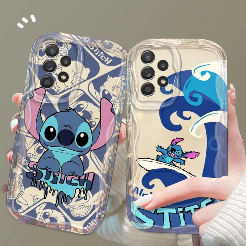 

Disney Stitch Cartoon Design For Samsung S25 S24 S23 S22 S21 S20 A04 A05s A05 A06 Ultra Plus FE 5G Wave Oil Phone Case