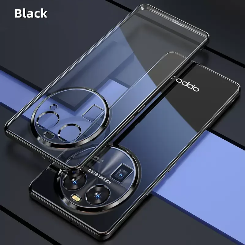 For OPPO Find X6 Pro Plating Frame Transparent Case For OPPO Find X8 Pro X7 Ultra Soft Silicone Lens Protection Shockproof Cover