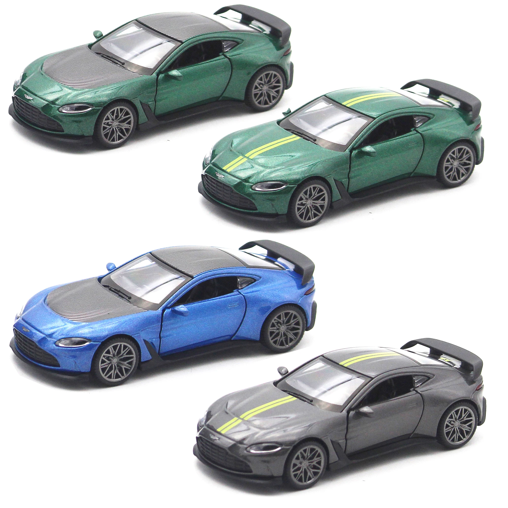 1:43 scale Aston Martin (V12) alloy car model creative collection ornaments toys, pull back to open the car door