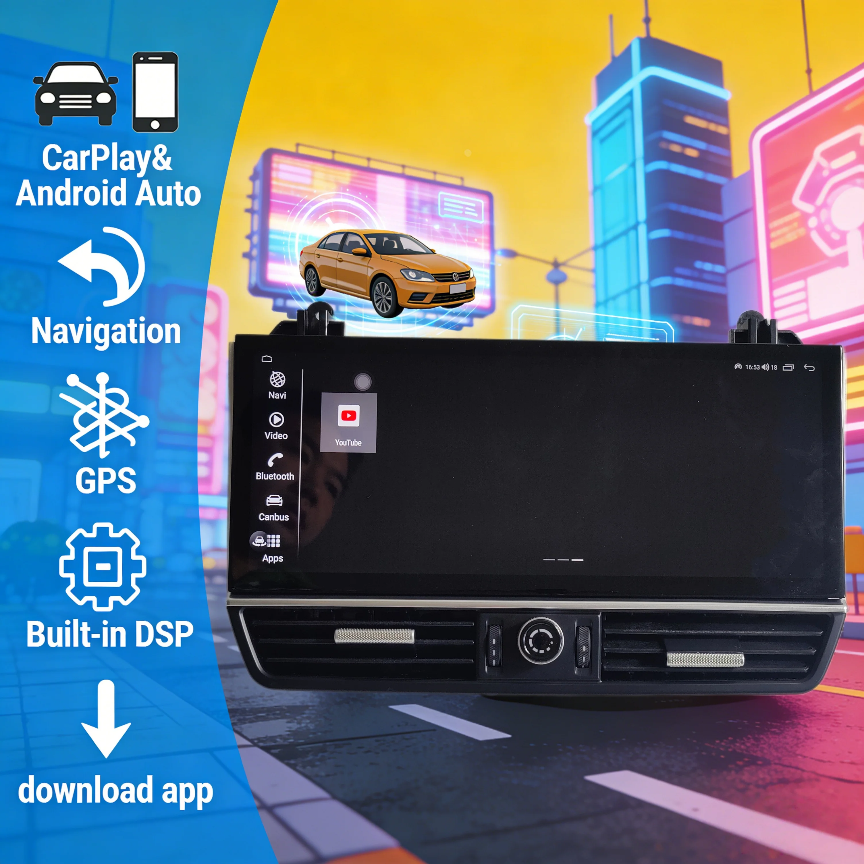 

12,3-дюймовый автомобильный радиоприемник Android 14 с GPS-навигацией, 4G WiFi, стереосистемой для Porsche Cayenne, мультимедийный видеоплеер с поддержкой CarPlay, 2010-2017 гг.
