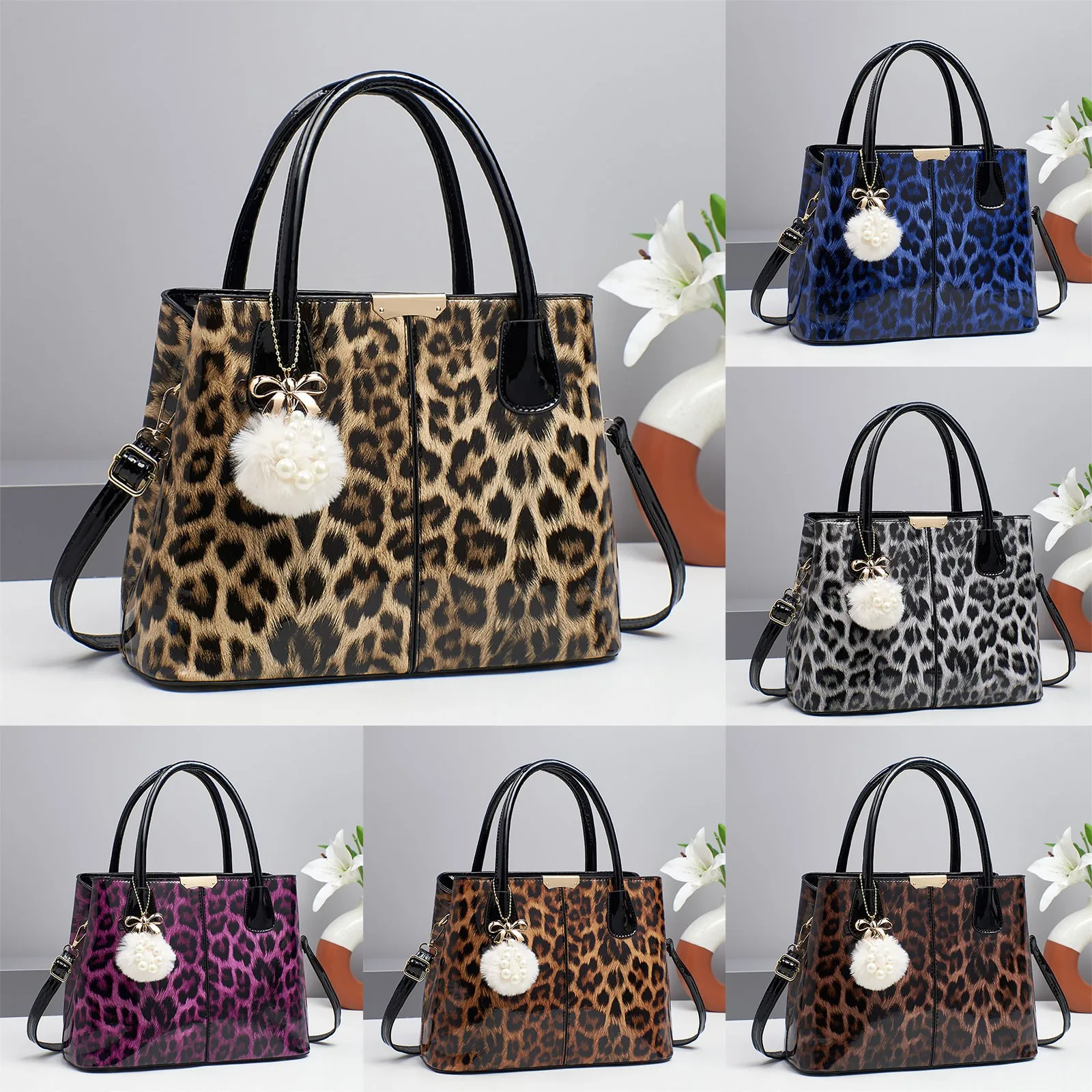 

Сумка-тоут, ношенная вручную сумка через плечо с леопардовым принтом, модная повседневная зарубежная женская модная сумка, маленькая квадратная сумка