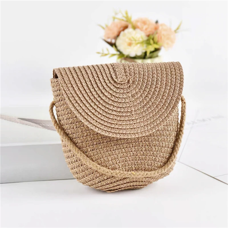 

Fashion Woven Straw Bag Handmade Rattan Crossbody Handbags Knit Summer Beach Small Purse Women Shoulder Messenger Bags Wallet
