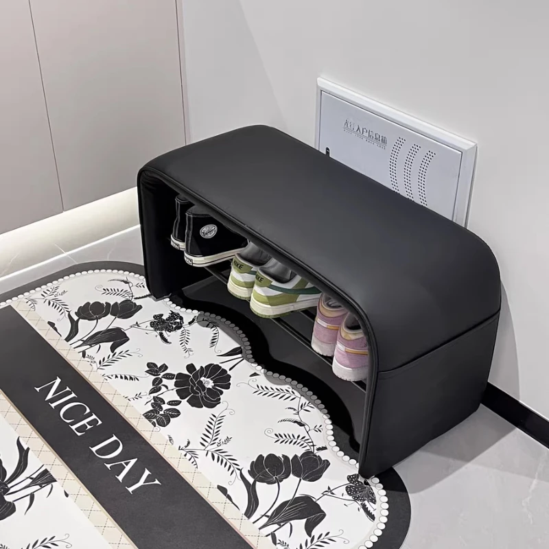 Light Luxury Entryway Bench for Bedroom Nordic Bedside Seat 2-in-1 Shoe Changing Stool with Storage