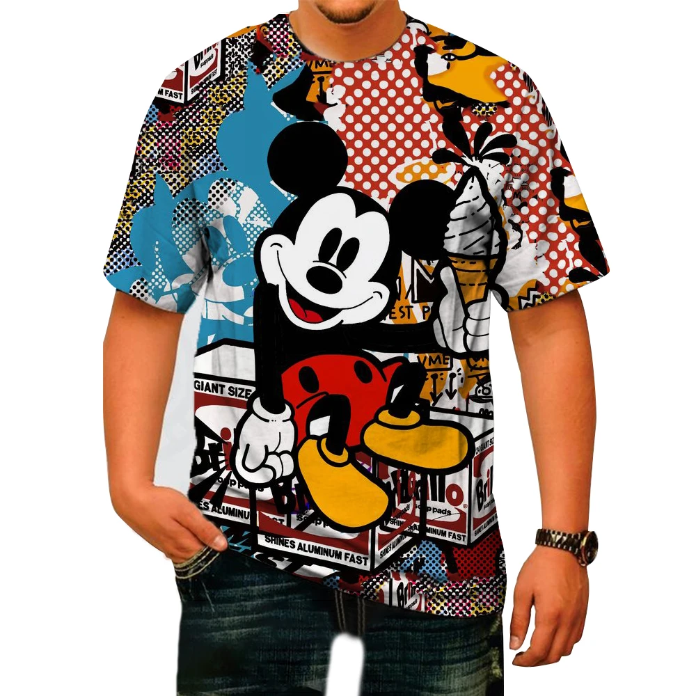 Disney Black t-shirt da uomo modello topolino t-shirt da donna Anime Top Summer Fashion coppia manica corta