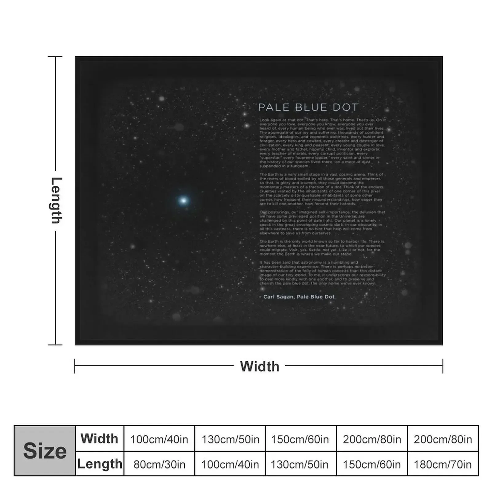 Carl Sagan's - Pale Blue Dot Speech Throw Blanket Single Thin Blankets