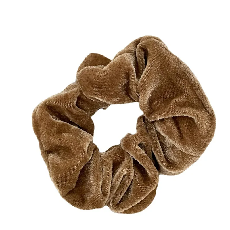 Elegance Retro Gold Velvet Pleated Large Intestine Ring Hair Band Cloth Headdress Flower Ponytail Bun Headband Rubber Band