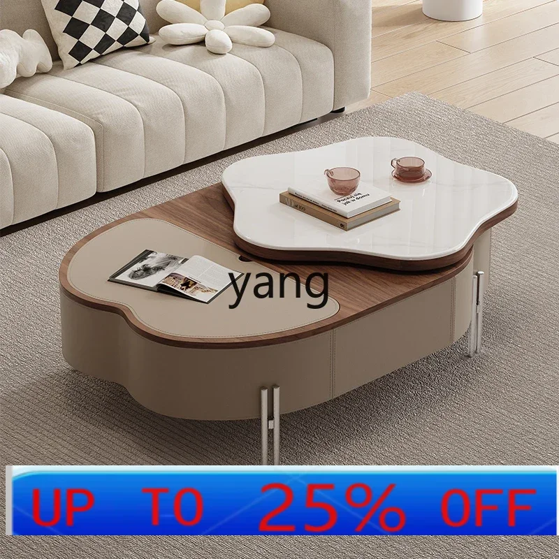 

Ltt cream antique coffee table combination living room home multi-storage special-shaped tea table lifting side table