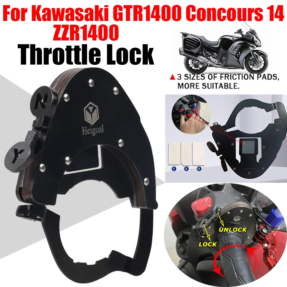 Régulateur de Vitesse pour Moto Kawasaki GTR1400 1400GTR GTR 1400, Accessoire de Guidon avec Verrouillage de l'Accélérateur, 14 ZZR1400