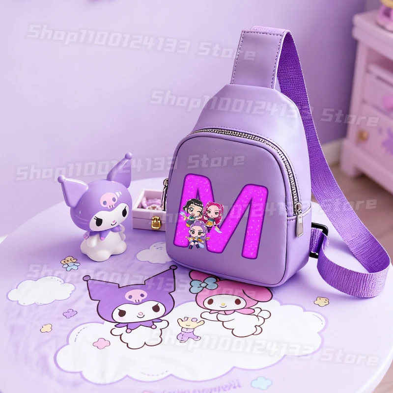 شيطان هنتر فتاة حقيبة كتف امرأة الهاتف Crossbody حقيبة اليد لطيف رسائل A-Z أنيمي طباعة الاطفال Kawaii بولي Leather الجلود الصدر حزمة #3