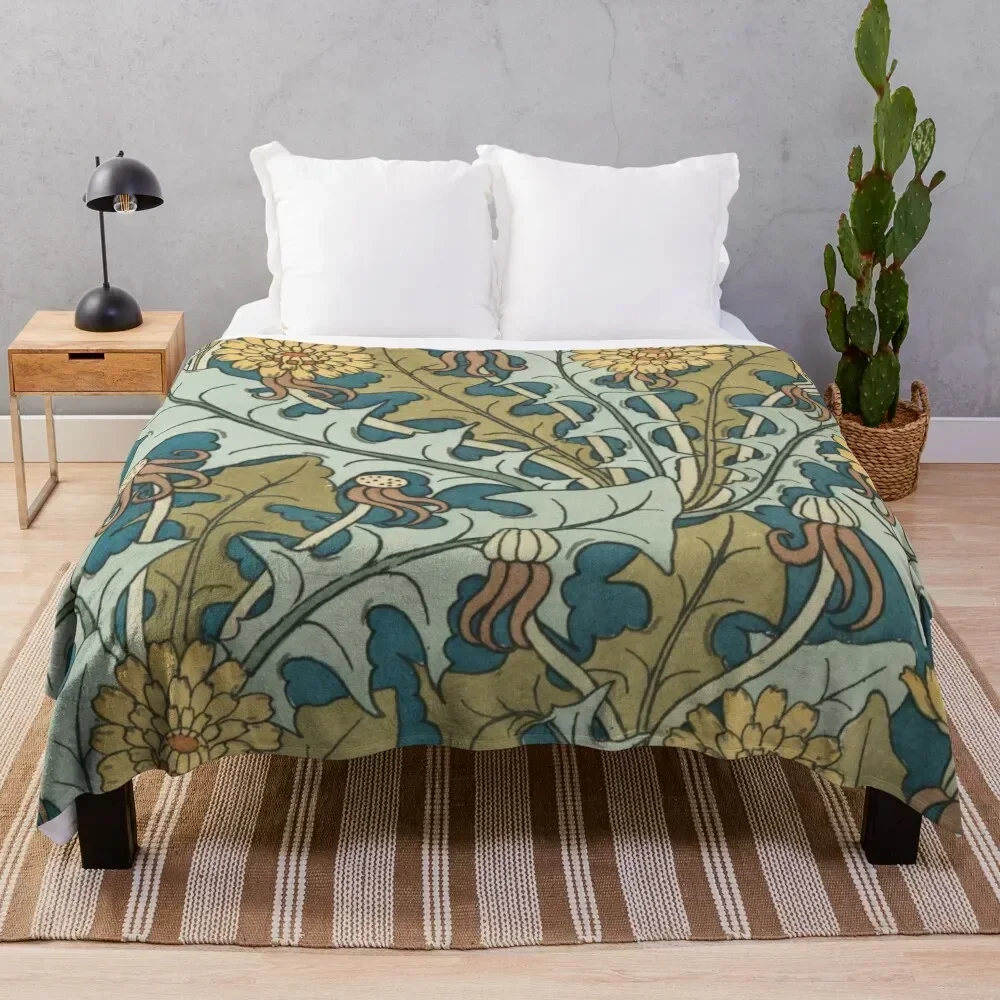

Art Nouveau Dandelion Throw Blanket Spring Fall Cozy Throw Blanket for Couch
