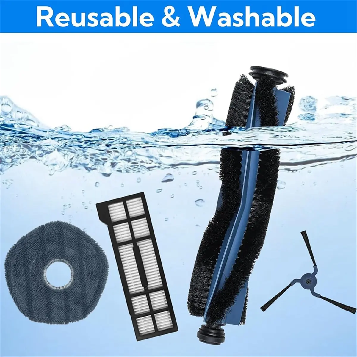 

ABZD Для робота-пылесоса Eufy X10 Pro Omni с функцией самоочистки: основная и боковые щетки, HEPA-фильтр, салфетка для влажной уборки — незаменимые аксессуары для пылесоса