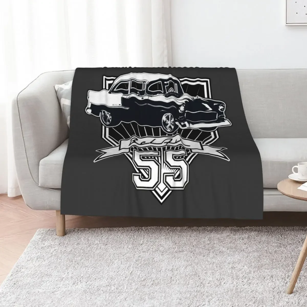 

55 Chevy Bel Air Throw Blanket Camping Tourist Weighted Thins Blankets