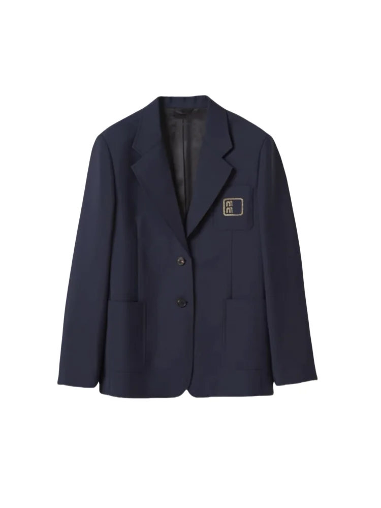 

Summer 2025 Women's Letter Embroidery Gold Label Single Button Mix Wool Jaet Suit Outerwear Long Sve Commute Sle Loose...