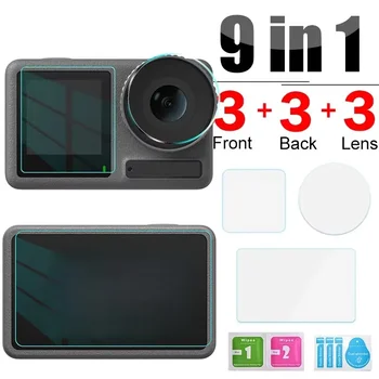 DJI Action 3 4 5 용 9/1Pcs 강화 유리 화면 보호기 DJI OSMO Action3 Action4 Action5Pro 용 Pro 렌즈 보호 필름