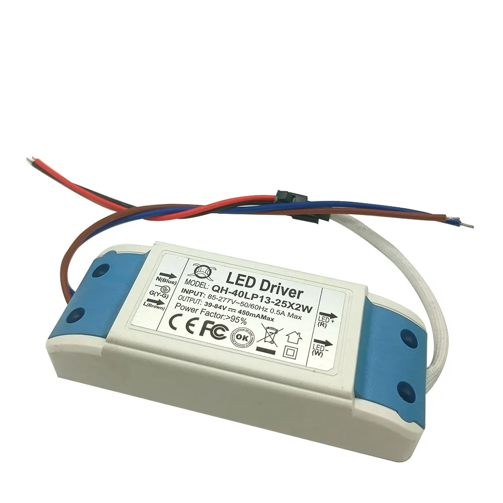 2 Pieces 13-25x2W DC39-84V 430mA - 450mA 30W 40W LED Driver High Power LED Powr Supply For Floodlight