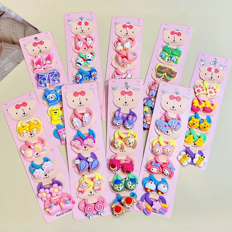 10Pcs/Set Cute Cartoon Elastic Hair Bands Girls Hair Accessories Children Ponytail Holder Scrunchie Kids Headband Ornaments Gift