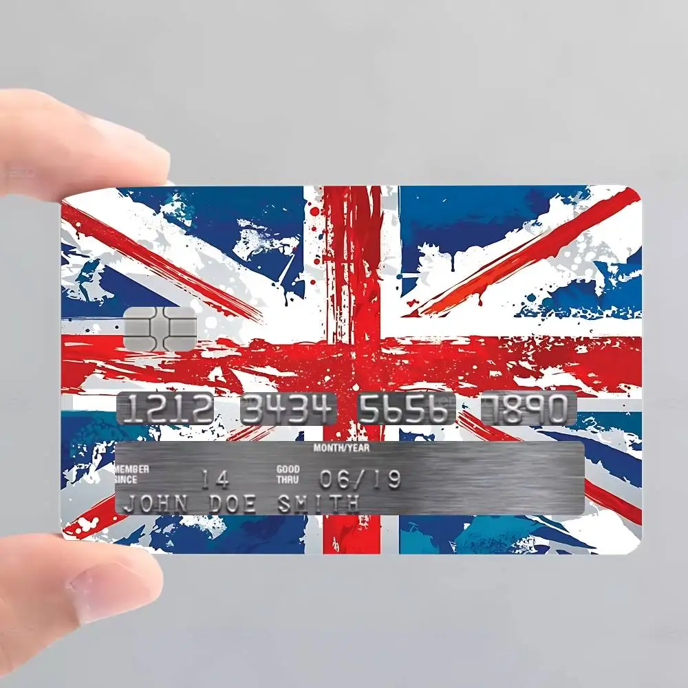 U-UK E-England Flag Card Skin Stickers Matte Suitable For VISA Card Bus And Subway Contactless IC Cards
