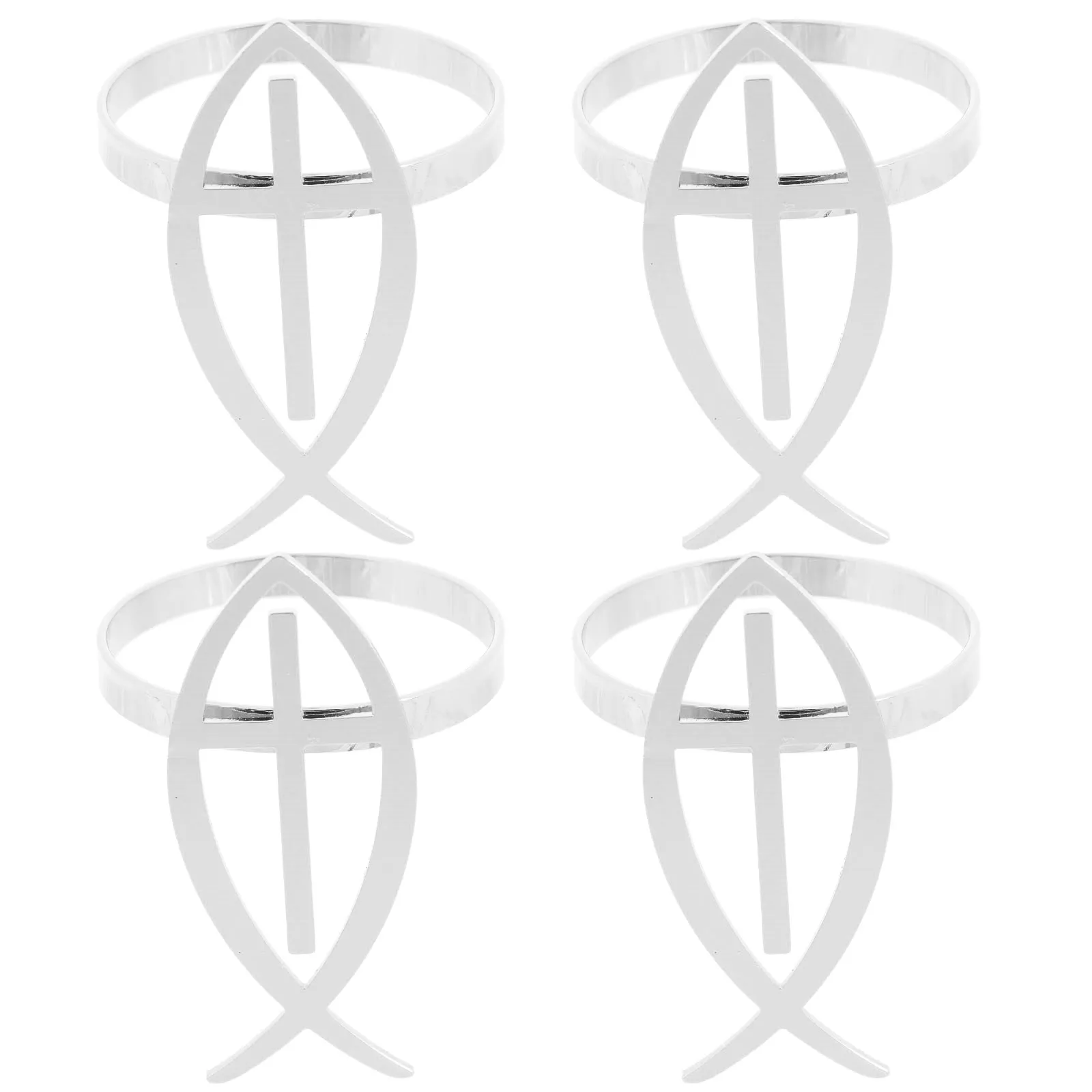 

4Pcs Cross Napkin Rings Religious Metal Dining Table Holders Decorative Wedding Easter Baptism Serviette Rings Set