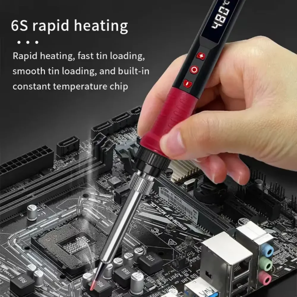 

Комплект паяльника 80 Вт с регулируемой температурой, ЖК-дисплей, припой, сварочные инструменты, керамический нагреватель, паяльные жала, пинцет, паяльная проволока