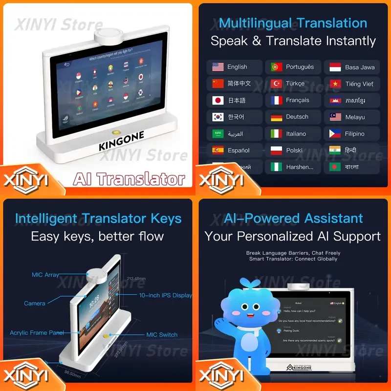 Intelligent 10-inch Dual-Screen Translator for Multi-Language Translation AI Electronic Device