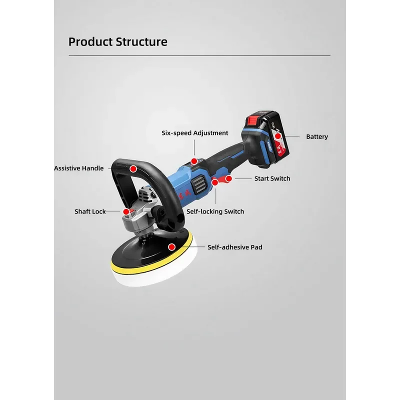 4.0Ah Brushless Cordless Polisher Industrial Grade DCSP02-180 Automotive Detailing Machine High Power Buffer for Car Care