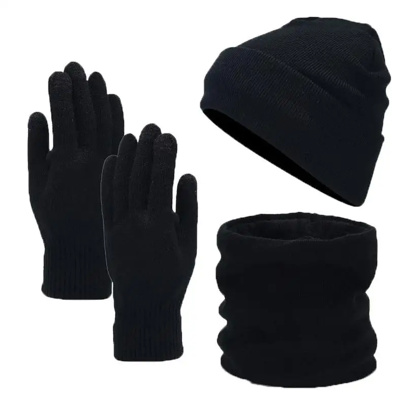 

Touchscreen Gloves Scarf Set 3X Winter Hat With Fleece Lining Lightweight Warm Thick Fleece Lined Gloves For Phones Tablets